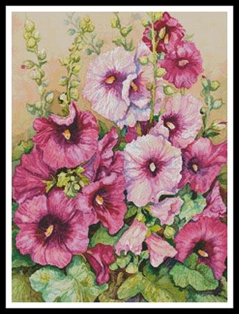 Hollyhocks In Evening Glow - Artecy Cross Stitch