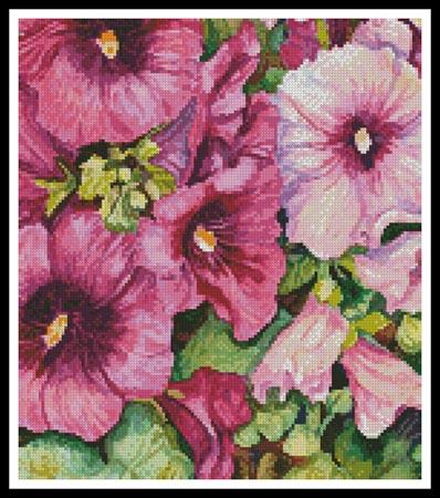 Hollyhocks In Evening Glow (Crop) - Artecy Cross Stitch