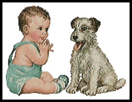Baby And Dog - Artecy Cross Stitch