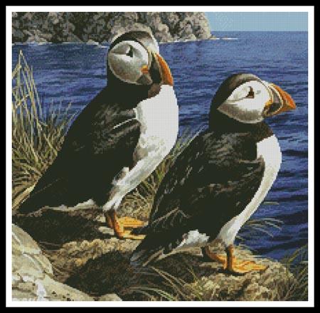 Puffin Couple (Crop) - Artecy Cross Stitch