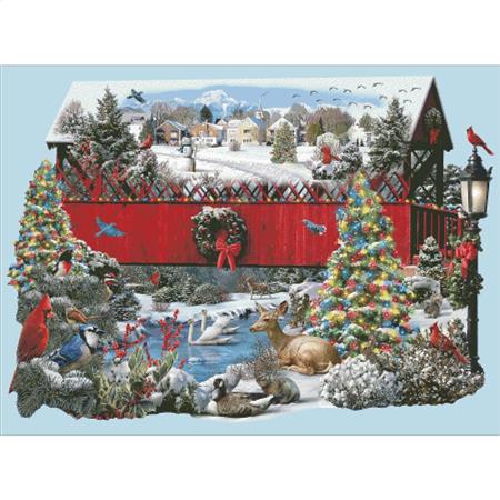 Christmas Covered Bridge - Charting Creations