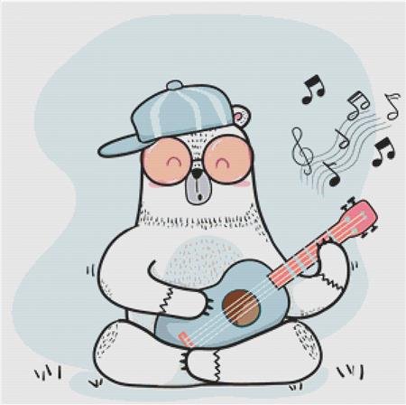 Bear Musician - X Squared Cross Stitch