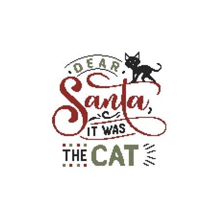 Dear Santa, It Was The Cat - Cross Stitch Wonders