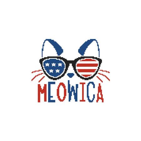 A Patriotic Cat: Meowica - Cross Stitch Wonders
