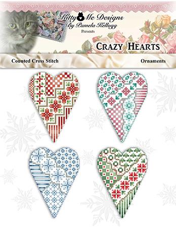 Crazy Heart Ornaments - Kitty & Me Designs