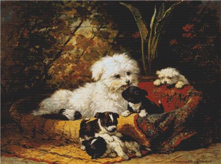 A Cairn Terrier With Pups - X Squared Cross Stitch
