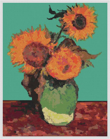 Vase With Three Sunflowers - Art of Stitch, The