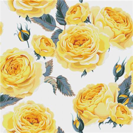 Yellow English Roses - X Squared Cross Stitch