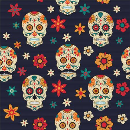 Sugar Skulls With Colourful Flowers - X Squared Cross Stitch
