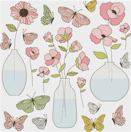 Butterflies And Flowers - X Squared Cross Stitch