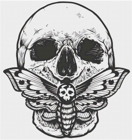 Skull With Moth - X Squared Cross Stitch
