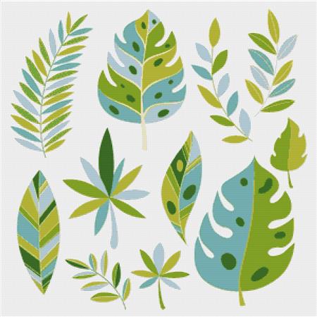 Botanical Exotic Leaves - X Squared Cross Stitch