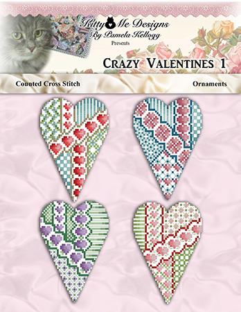 Crazy Valentine Ornaments 1 - Kitty & Me Designs