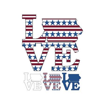 Patriotic State Love Map: Iowa - Cross Stitch Wonders