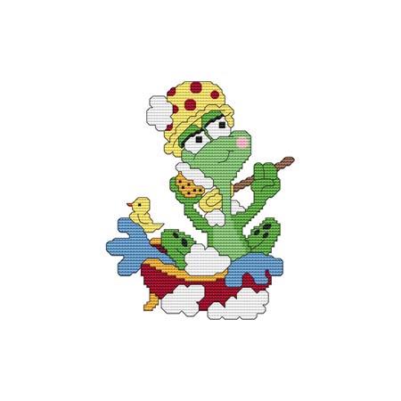 Funny Frog Bath Time - Cross Stitch Wonders