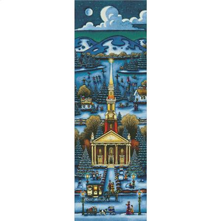New England Church Winter - Charting Creations