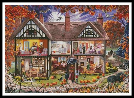 Halloween House Painting - Artecy Cross Stitch