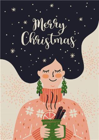 Cozy Christmas Girl - X Squared Cross Stitch