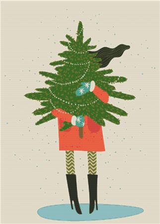 Christmas Tree Girl - X Squared Cross Stitch