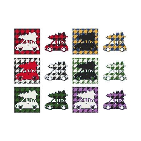 Fun With Plaid: Car With Tree - Cross Stitch Wonders