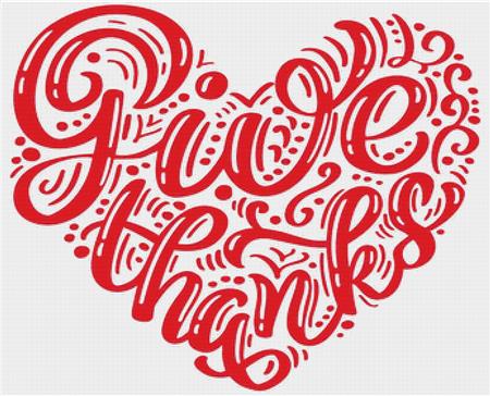 Give Thanks Heart - X Squared Cross Stitch