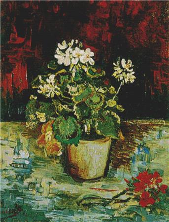 Geranium In A Flowerpot - X Squared Cross Stitch