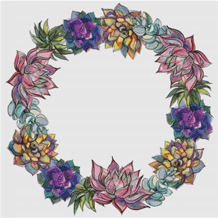 Wreath Of Succulents - X Squared Cross Stitch