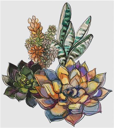 Bouquet Of Succulents - X Squared Cross Stitch