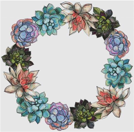 Wreath Of Succulents I - X Squared Cross Stitch