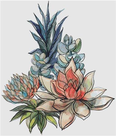 Bouquet Of Succulents II - X Squared Cross Stitch