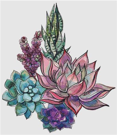 Bouquet Of Succulents IV - X Squared Cross Stitch