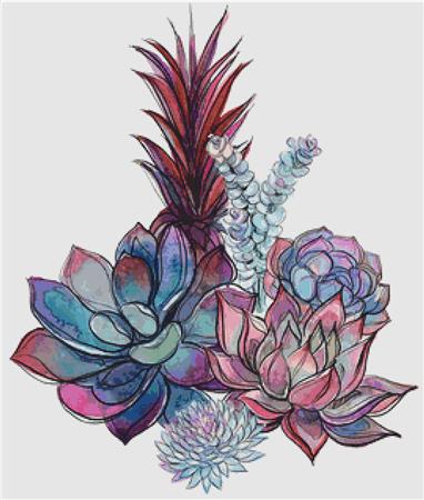 Bouquet Of Succulents V - X Squared Cross Stitch