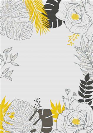 Frame Of Tropical Flowers - X Squared Cross Stitch