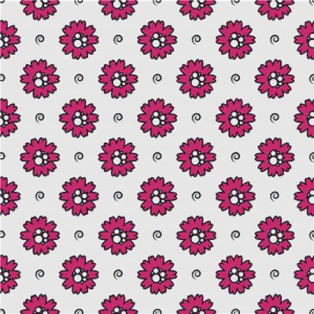 Pink Cartoon Flowers - X Squared Cross Stitch
