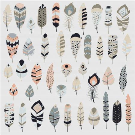 Tribal Feathers - X Squared Cross Stitch