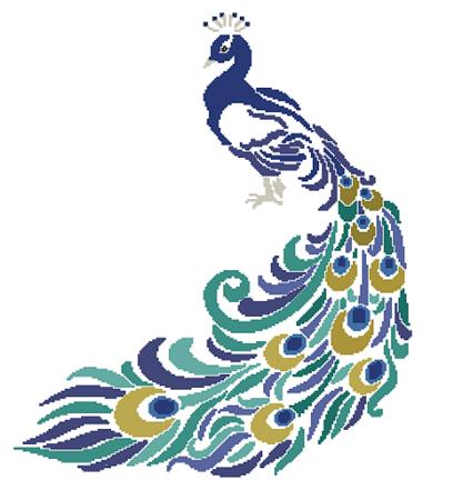 Peacock Silhouette In Color - Fox Trails Needlework