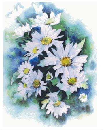Watercolor Daisies - Fox Trails Needlework