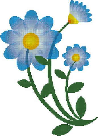 Happy Blue Flowers - Fox Trails Needlework