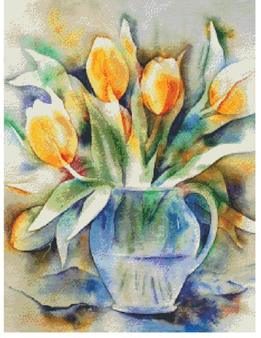 Watercolor Tulips - Fox Trails Needlework