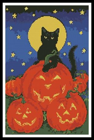 Black Cat And Pumpkins - Artecy Cross Stitch