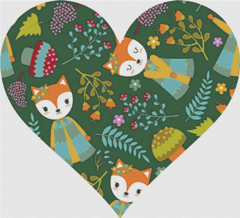 Fox And Flowers - X Squared Cross Stitch