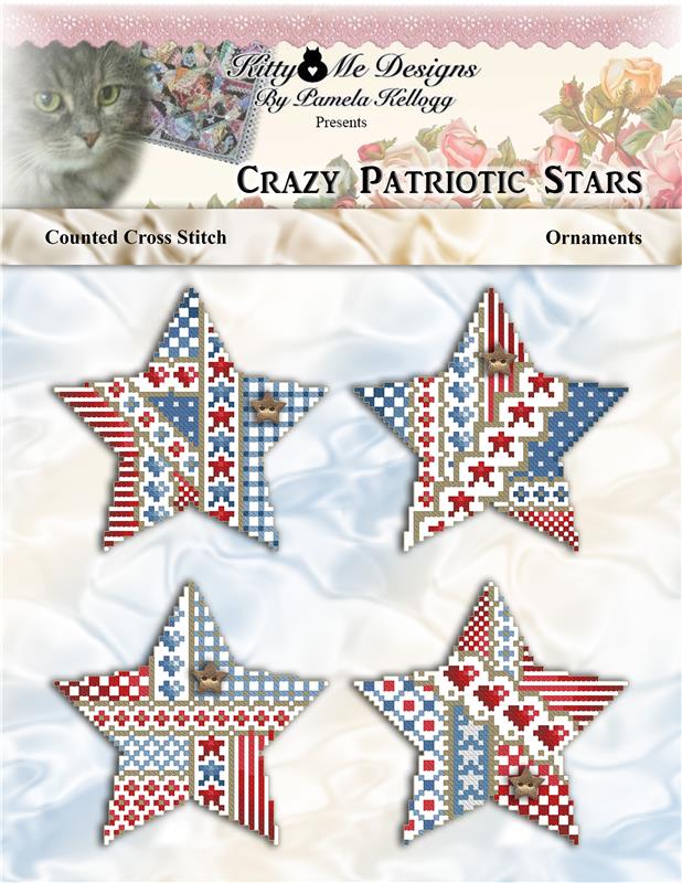 Crazy Patriotic Stars Ornaments - Kitty & Me Designs