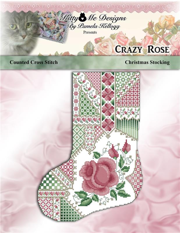 Crazy Rose Christmas Stocking - Kitty & Me Designs