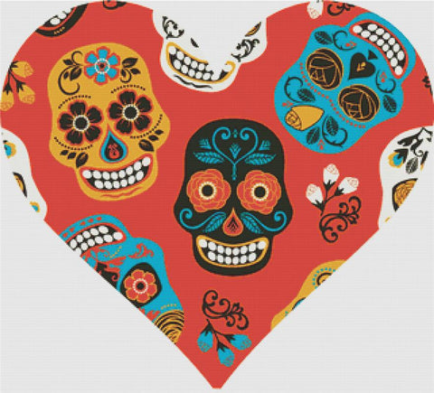 Dia De Los Muertos Heart - X Squared Cross Stitch