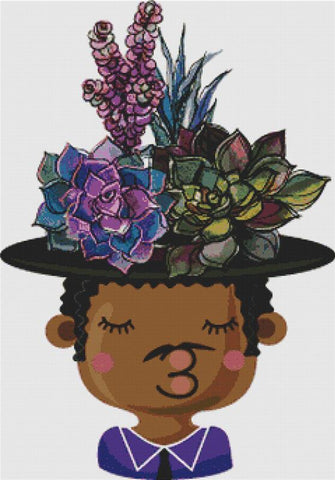 Boy With Succulents - X Squared Cross Stitch