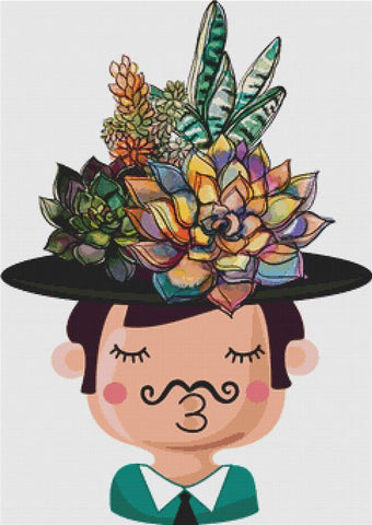 Boy With Succulents I - X Squared Cross Stitch