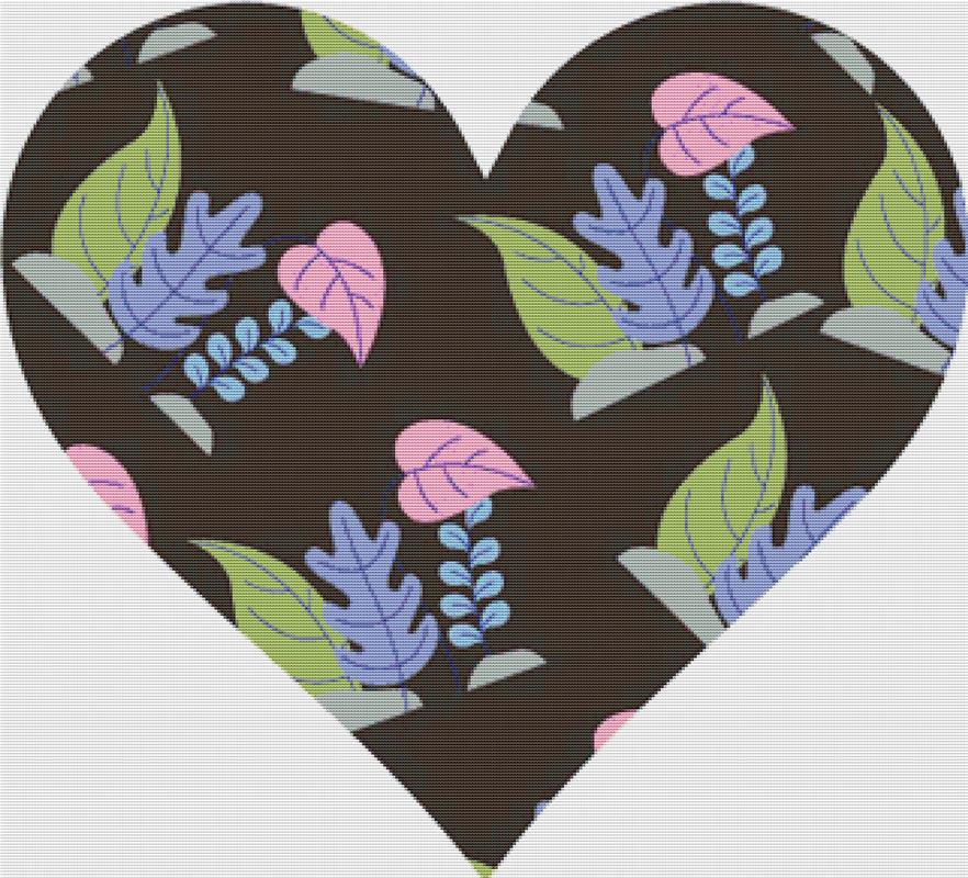 Plants And Leaves Heart - X Squared Cross Stitch