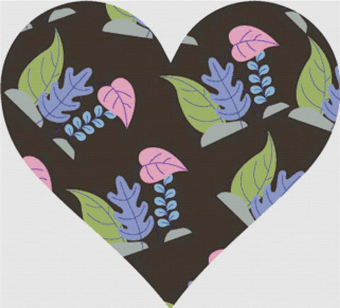 Plants And Leaves Heart - X Squared Cross Stitch