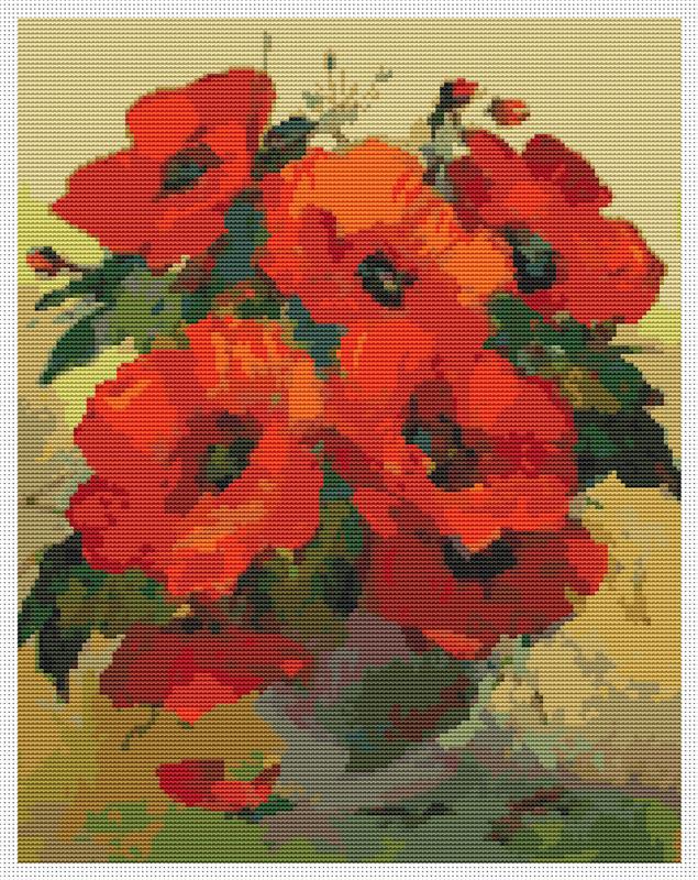 Poppies In A Vase - Art of Stitch, The