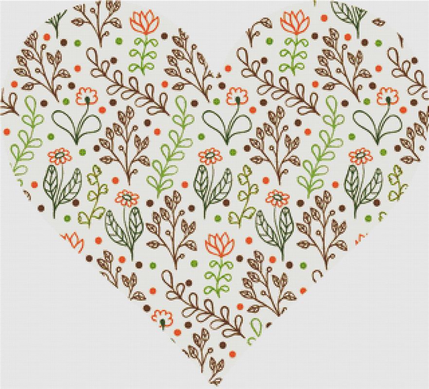 Spring Flower Heart - X Squared Cross Stitch